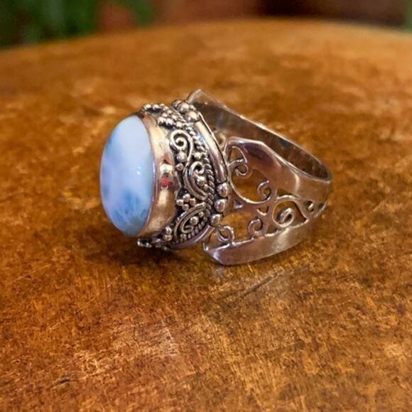 Sarda Sterling Silver and Larimar Ring - Picture 2 of 7